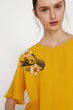 "Women 'S Yellow Embroidered Blouse "