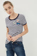 Women Blue Striped T-shirt