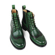 Full Brogue Round Toe Patina Genuine Cow Leather Men's Ankle Boots Lace-Up Handmade Brand Customized Green Chelsea Boots