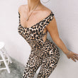 Leopard Print Backless Bandage Jumpsuit