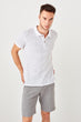 White New Men Printed New Polo Collar T-Shirt