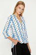 "Women 'S Blue Polka Dot Detaylı Bluz "