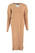 WOMEN-Camel Collar Sweater Dress