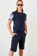 Navy Blue Male Flap Patch Pockets Shorts