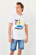 White Men 'S Cotton Printed T-Shirt