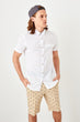 White Men 'S Short Sleeve Shirt Collar Pockets Slim fit Shirt