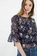 Women Navy Blue Print Blouse