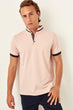 Pink New Men 'S Short Sleeve New Polo Collar T-Shirt