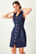 Dark Blue Lacing Detail Dress