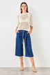 Elasticized Waistband Detail High Waist Culotte Jeans