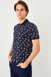New Black Mens Printed Polo Collar T-Shirt