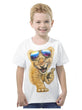 Cat Animal Print White O-neck Short Sleeve Boys Tshirt