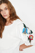 "Women 'S White Embroidered T Shirt "
