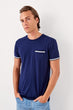 Navy Blue Men 'S Short Sleeve Cycling Collar Pockets New T-shirt