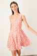 Pink Flower Patterned Knitted Dress