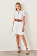 White Belted Collar Detail Dress