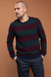 Knitted Mixed Color Striped Men's Sweat Shirt