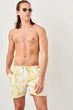 Yellow Men Leaf Printed Sea Shorts