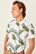 White Men Leaf Printed New Polo Collar T-Shirt
