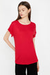 Women Red Ruffle Detail T-Shirt