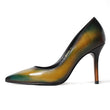 Classic Handmade Patina Women Genuine Leather Shoes Fashion Party Dancing Wedding Dress Shoe For Ladies High Heel Pumps