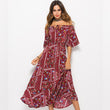 Floral Slash Neck Women Dress