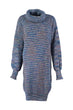 WOMEN-Blue Turtleneck Sweater Dress