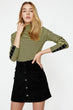 "Women 'S Black Sleeve Detail T-Shirt "