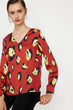 "Women 'S Coffee Print Blouse "