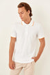 White Male Short-Sleeve Polo Collar Neon Stripe T Shirt