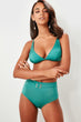 Green Buckle Detail High Waist Bikini Six