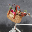 Vintage Wicker Bicycle Basket Handbag Bike Handlebar Front Storage Pouch for Shopping Cycling Commuting Accessories