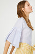 Women Blue Bike Collar Blouse