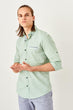 Green Men Fillet Mobile Epaulets Slim Fit Shirt