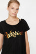 Women Black Printed Printed T Shirt