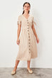 Camel Button Detail Dress