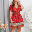 Floral Printed Mini Boho V Neck Tunic Dress