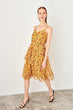 Yellow Pattern Tulle Knit Dress