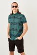 New Green Men 'S Printed Short Sleeve Slim Fit Shirt