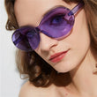 Ladies Clear Lens Oval Sunglasses New Summer Candy Color Sunglasses For Men Women Rimless Eyewears Cat Eye Sunglasses