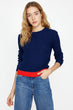 "Women Navy Blue Color Block Sweater "