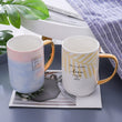 450 ml High Quality Letter Ceramic Coffee Mug with Gold Handle