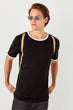 New Black Male Lane Bicycle Neck T Shirt