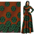 Green Brown 100% Polyester African Prints Ethnic Garment Fabric