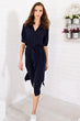 Women Navy Blue Slits Shirt Dress