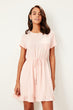 Pink Waist Shirred Dress