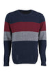 Navy Blue Men Panelled Bike Collar Sweater
