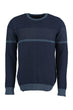 Navy Blue Men Panelled Bike Collar Sweater