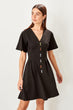 Black Button Detail Knit Dress