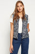 Women Navy Blue Pattern Vest